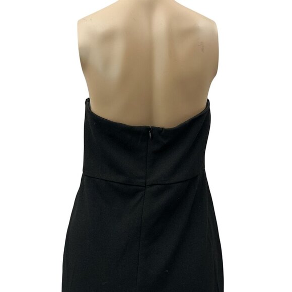 Lulus Womens Maxi Dress High Split Ruffle Side Back Zipper Strapless Black L - Picture 12 of 13